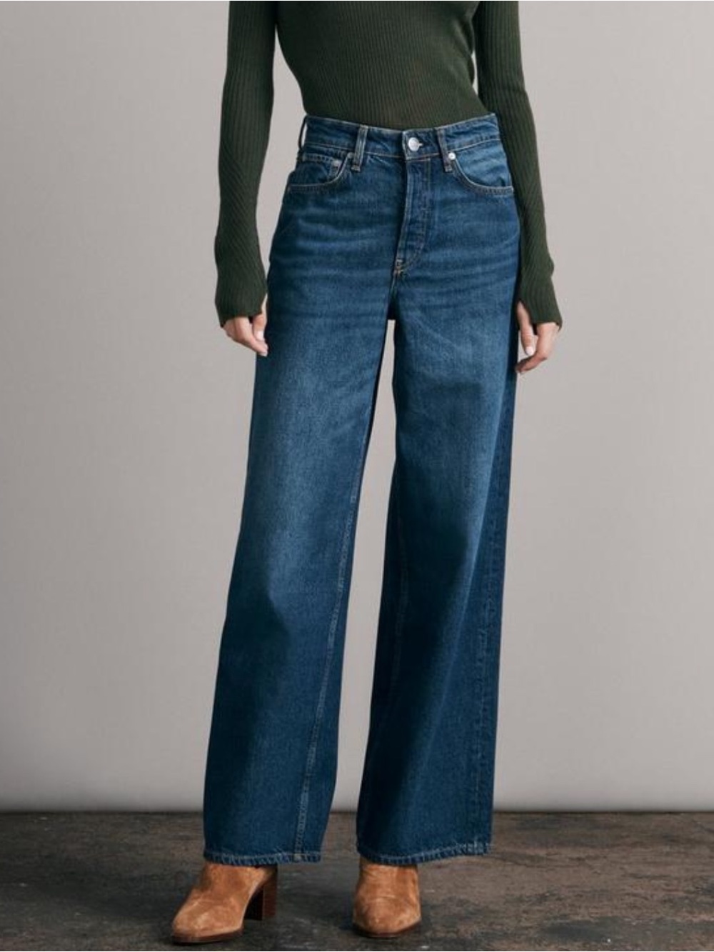 Rag & Bone Maya High Rise Wide Leg Denim Jeans, Clearwater, Sz 28